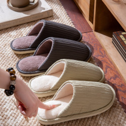 中老年人專用防滑棉拖鞋女秋冬季毛絨保暖室內居家用地板男士冬天