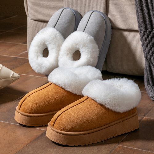 2025高幫新款棉拖鞋男女時尚情侶厚底加絨保暖秋冬季地板棉拖包跟