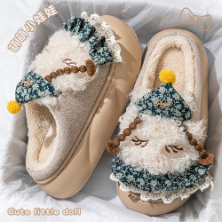 踩屎感毛毛拖鞋女款秋冬季2025新款時尚網紅厚底保暖加絨棉拖鞋女