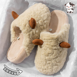 2025新款秋冬季勃肯毛毛棉拖鞋女外穿加絨保暖舒適厚底包頭半拖鞋