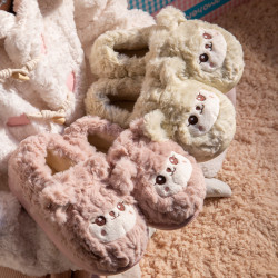 可愛小羊棉拖鞋男冬季包跟室內居家用厚底月子毛絨保暖棉鞋女外穿