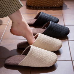 時尚居家皮拖鞋女秋冬季室內防滑軟底日式靜音木地板家居拖鞋男士