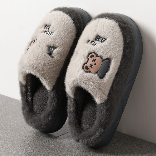 小熊棉拖鞋男秋冬季新款居家室內保暖加絨防滑耐磨軟底棉拖女 小熊棉拖鞋男秋冬季新款居家室內保暖加絨防滑耐磨軟底棉拖女