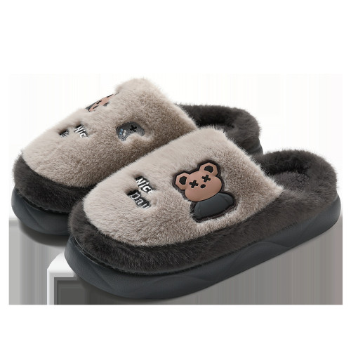 小熊棉拖鞋男秋冬季新款居家室內保暖加絨防滑耐磨軟底棉拖女 小熊棉拖鞋男秋冬季新款居家室內保暖加絨防滑耐磨軟底棉拖女