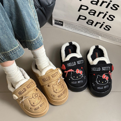 可愛貓咪棉拖鞋女款冬季外穿加絨保暖室內居家防滑厚底低包跟棉鞋 可愛貓咪棉拖鞋女款冬季外穿加絨保暖室內居家防滑厚底低包跟棉鞋