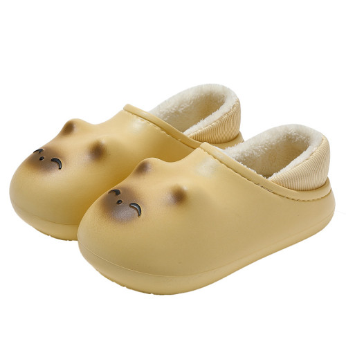 卡通小貓防水棉鞋女冬季外穿防滑軟底毛絨保暖包跟棉拖鞋女款