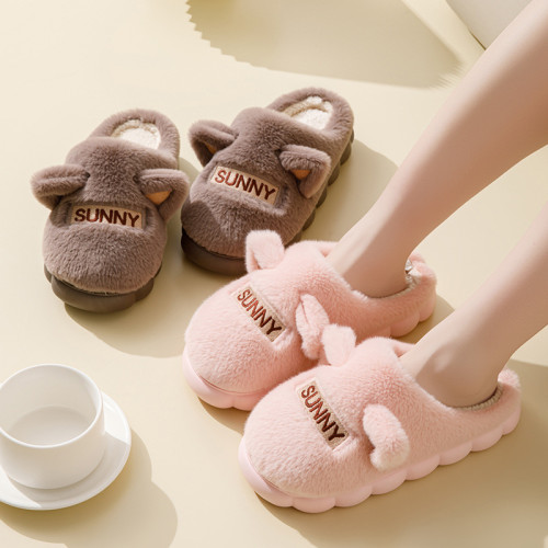 2025卡通新款棉拖鞋男女時尚情侶厚底加絨保暖秋冬季地板棉拖