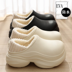 防水高跟棉拖鞋女室內外穿家居家用保暖包跟外穿毛絨棉拖
