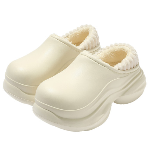 防水高跟棉拖鞋女室內外穿家居家用保暖包跟外穿毛絨棉拖