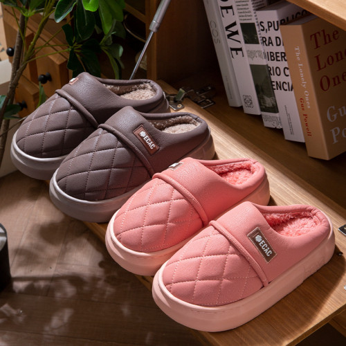 防水棉拖鞋女款秋冬季新款家居室內防滑情侶厚度保暖加絨毛拖男士 防水棉拖鞋女款秋冬季新款家居室內防滑情侶厚度保暖加絨毛拖男士