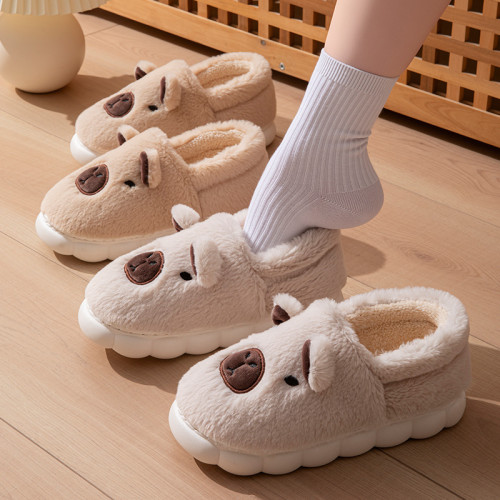 2025卡通新款棉拖鞋時尚情侶厚底加絨保暖秋冬季地板棉拖男女同款