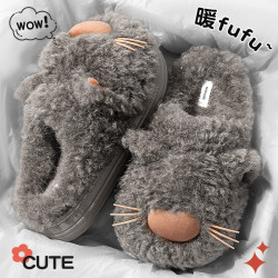 卡通棉拖鞋男款秋冬季2025新款防滑厚底保暖加絨加厚毛拖鞋男士冬