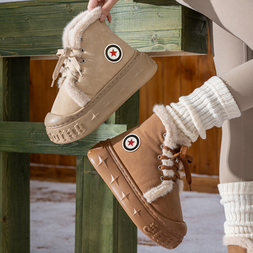 新款eva女款厚底防滑保暖外穿雪地靴高幫暖棉靴情侶冬季輕便靴子