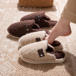高級感棉拖鞋女冬季室內居家防滑保暖情侶加絨加厚毛毛拖鞋男冬天