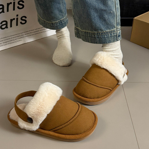 包頭毛毛拖鞋女2025新款秋冬加絨保暖外穿時尚ins帶後跟棉拖鞋女