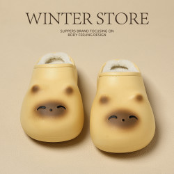 卡通可愛貓小肥貓棉拖鞋2025秋冬新款外穿防水防滑厚底保暖棉鞋女