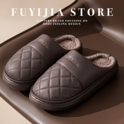 2025棉拖鞋男冬季厚底新款家居室內防滑保暖加絨加厚拖鞋男士大碼