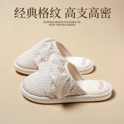 棉拖鞋男女春秋居家室內棉麻家用情侶布藝防滑地板拖鞋女四季