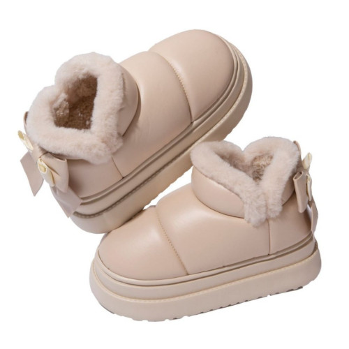 防水PU皮棉拖鞋女士冬季包跟外穿厚底加絨保暖時尚ins蝴蝶結棉鞋 防水PU皮棉拖鞋女士冬季包跟外穿厚底加絨保暖時尚ins蝴蝶結棉鞋