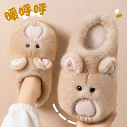 土撥鼠棉拖鞋女款2025新款秋冬季室內家居毛絨保暖厚底防滑棉拖女