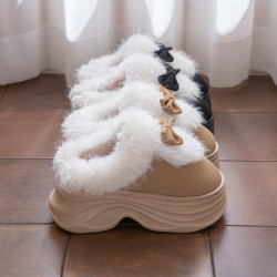 高跟棉拖鞋女士冬季2025新款厚底增高保暖加絨毛毛拖鞋女秋冬外穿