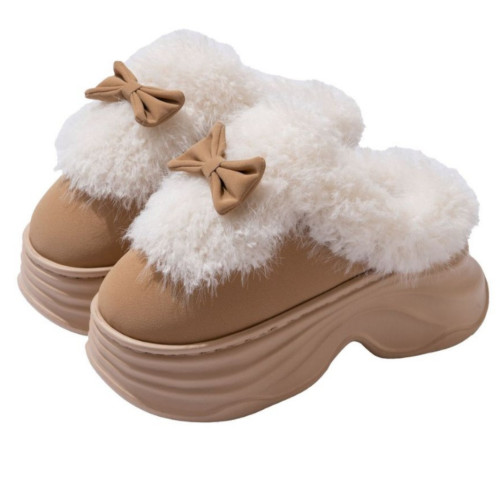 高跟棉拖鞋女士冬季2025新款厚底增高保暖加絨毛毛拖鞋女秋冬外穿