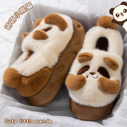 可愛熊貓棉拖鞋女士秋冬季外穿2025新款室內家居保暖毛絨絨棉鞋女