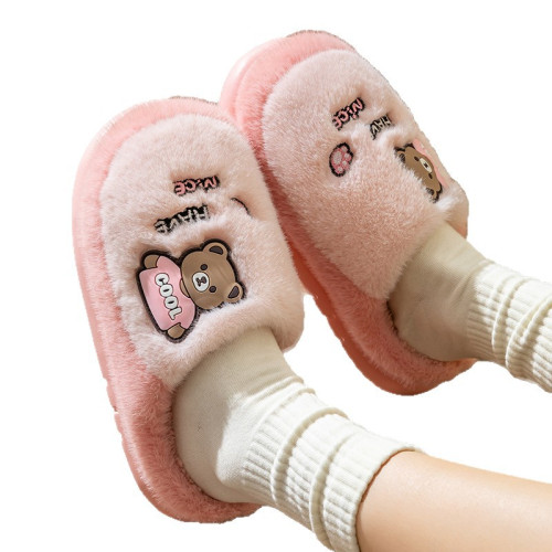 卡通小熊毛絨棉拖鞋 冬季居家保暖拖鞋 男女情侶款厚底防滑拖 卡通小熊毛絨棉拖鞋 冬季居家保暖拖鞋 男女情侶款厚底防滑拖