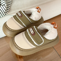 新款低幫棉鞋女士秋冬季外穿簡約百搭絨面全包保暖毛絨棉拖鞋女