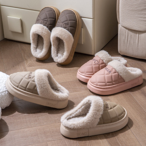 2025新款pu防水棉拖鞋女士情侶居家用加絨保暖厚底防滑棉拖男秋冬 2025新款pu防水棉拖鞋女士情侶居家用加絨保暖厚底防滑棉拖男秋冬