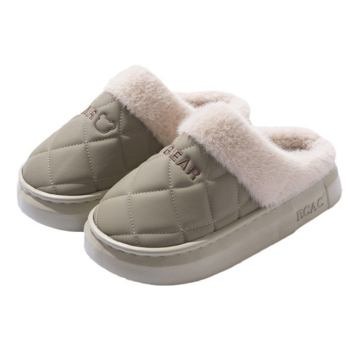 2025新款pu防水棉拖鞋女士情侶居家用加絨保暖厚底防滑棉拖男秋冬 2025新款pu防水棉拖鞋女士情侶居家用加絨保暖厚底防滑棉拖男秋冬