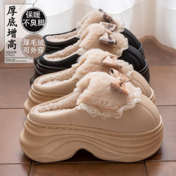厚底增高棉拖鞋女秋冬季2025新款室內家居加絨保暖防滑毛拖女外穿