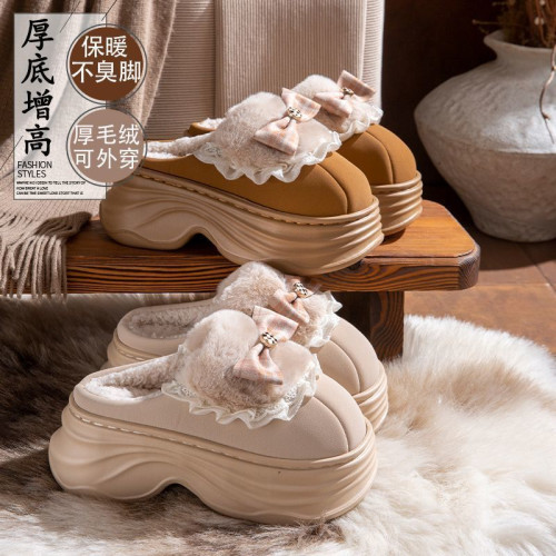 厚底增高棉拖鞋女秋冬季2025新款室內家居加絨保暖防滑毛拖女外穿 厚底增高棉拖鞋女秋冬季2025新款室內家居加絨保暖防滑毛拖女外穿