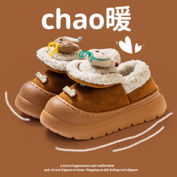 卡通翻領棉鞋棉拖鞋軟底加厚月子冬天包跟秋冬季外穿居家2025新款