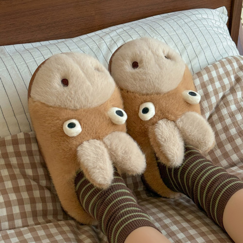 卡通棉拖鞋女冬季家居加絨保暖情侶室內可愛防滑毛毛拖鞋男士