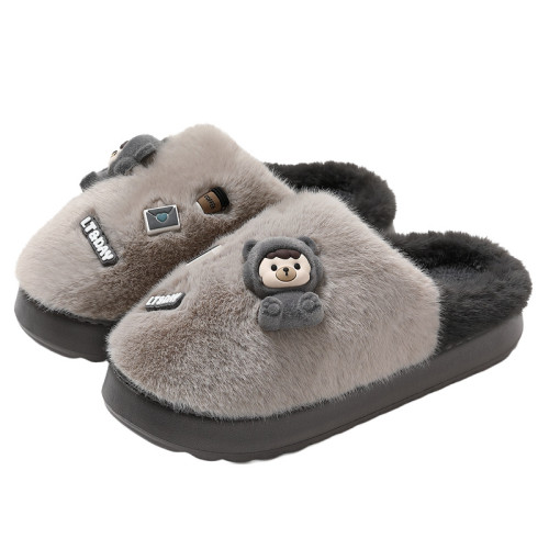 兒童卡通棉拖鞋男秋冬季親子家居室內毛絨保暖防滑毛毛拖鞋女