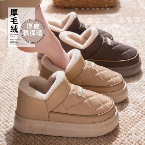 外穿防水棉拖鞋女士冬季包跟2025新款家居室內厚底加絨保暖棉鞋男 外穿防水棉拖鞋女士冬季包跟2025新款家居室內厚底加絨保暖棉鞋男