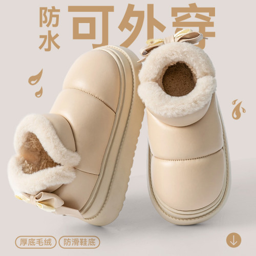 棉拖鞋女士秋冬季2025新款室內家居防水厚底蝴蝶結加絨保暖拖鞋女 棉拖鞋女士秋冬季2025新款室內家居防水厚底蝴蝶結加絨保暖拖鞋女