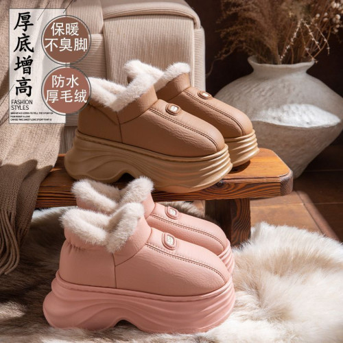 厚底增高棉拖鞋女秋冬季新款包跟保暖室內家居加絨外穿防水棉鞋女 厚底增高棉拖鞋女秋冬季新款包跟保暖室內家居加絨外穿防水棉鞋女