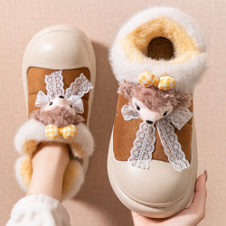 棉拖鞋女秋冬季厚底可愛外穿防滑2025新款室內家加絨保暖包跟棉鞋