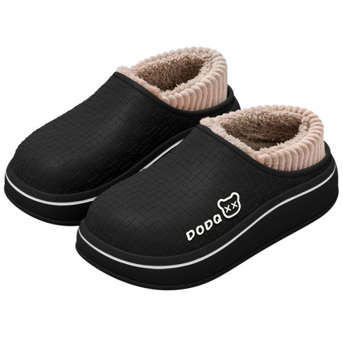 防水棉拖鞋男款2025新款秋冬季室內家居厚底保暖加絨包跟棉鞋男士