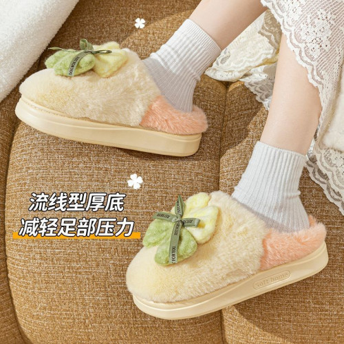 【抖音爆款】韓版厚底蝴蝶結毛茸茸棉拖鞋2025加絨厚底居家保暖 【抖音爆款】韓版厚底蝴蝶結毛茸茸棉拖鞋2025加絨厚底居家保暖