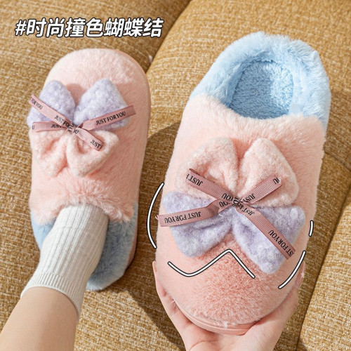 【抖音爆款】韓版厚底蝴蝶結毛茸茸棉拖鞋2025加絨厚底居家保暖 【抖音爆款】韓版厚底蝴蝶結毛茸茸棉拖鞋2025加絨厚底居家保暖