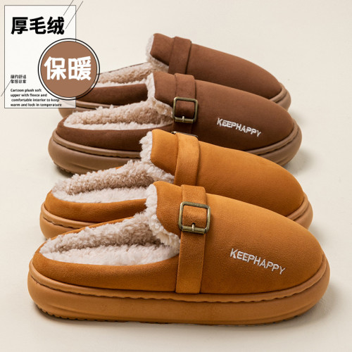 半包拖勃肯鞋男女嬾人毛毛2025新款棉鞋加絨厚底居家外穿棉拖保暖
