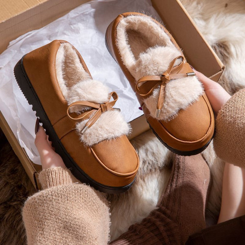 PU皮面蝴蝶結棉拖鞋女士包跟冬季新款加絨保暖外穿時尚防水棉鞋女 PU皮面蝴蝶結棉拖鞋女士包跟冬季新款加絨保暖外穿時尚防水棉鞋女