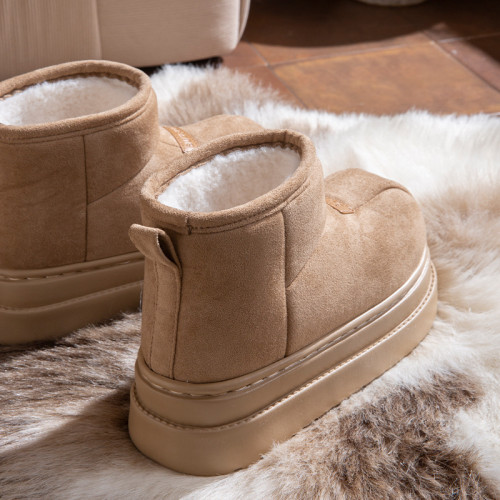 高包跟棉拖鞋女款秋冬季加絨加厚雪地靴時尚外穿厚底增高保暖棉鞋