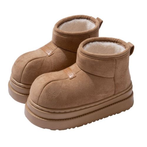 高包跟棉拖鞋女款秋冬季加絨加厚雪地靴時尚外穿厚底增高保暖棉鞋