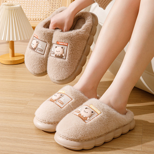 2024新款毛絨棉拖鞋女冬季ins居家室內厚底棉拖鞋男秋冬情侶拖鞋
