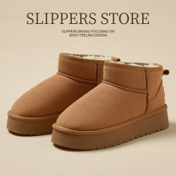 麂皮絨雪地靴女冬季外穿厚底防滑家居厚毛絨保暖包跟棉鞋女款