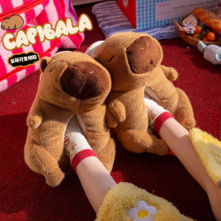 卡皮巴拉棉拖鞋女冬季包跟2025新款情侶室內家居保暖厚底毛絨棉鞋